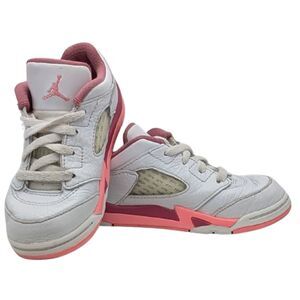 Air Jordan 5 White Pink Retro Sneakers Size Euro 26/Toddler 9
